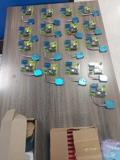 A production batch of WAQIA monitors during assembly